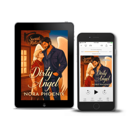 3D render tablet and phone of book cover Dirty Angel by Nora Phoenix