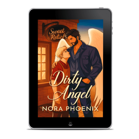 3D tablet render of book cover Dirty Angel by Nora Phoenix