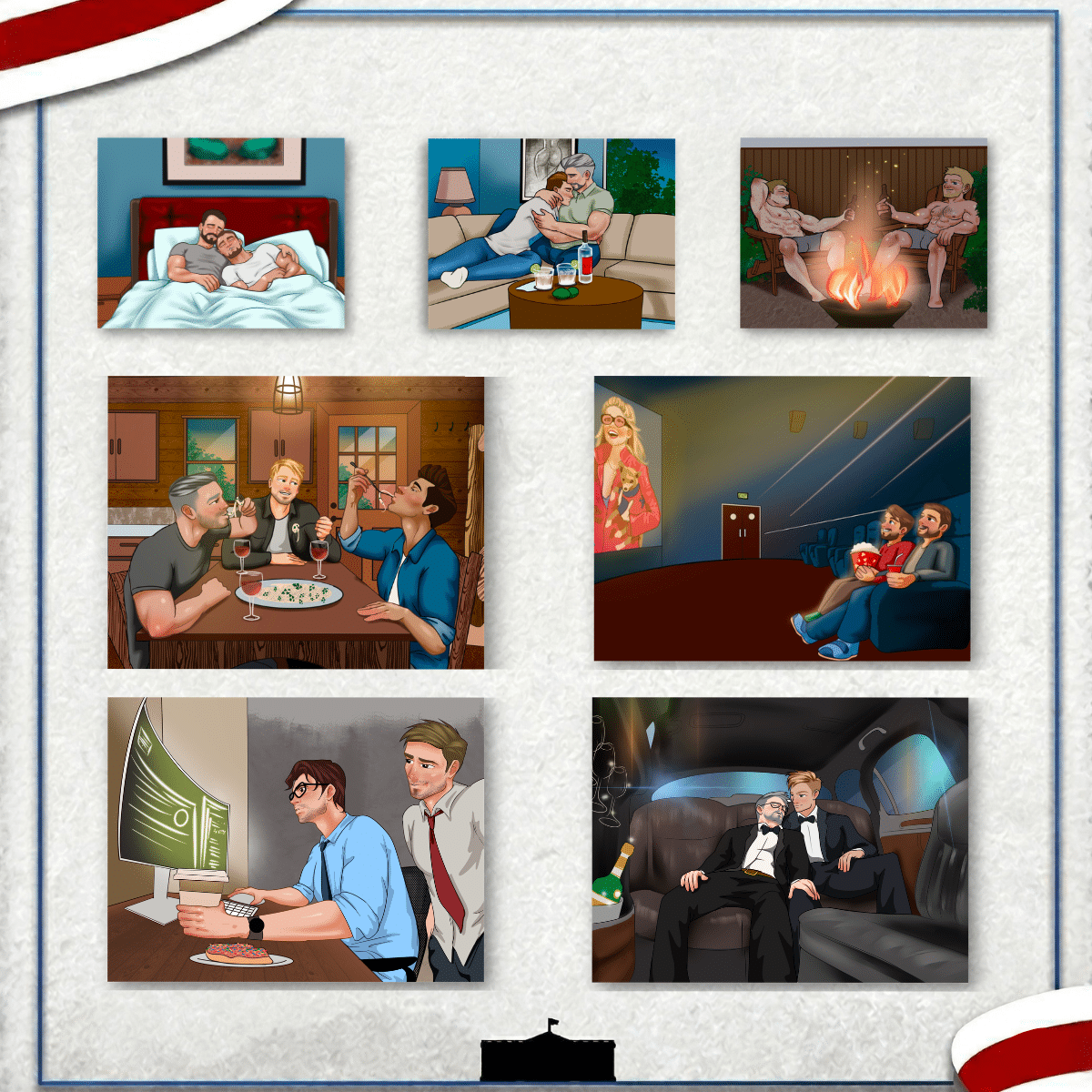 White House Men Complete Character Print Set